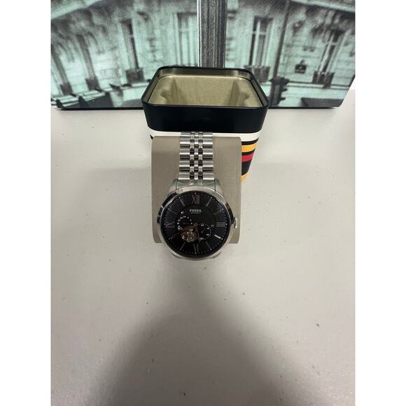 Fossil ME3107 Townsman Black Dial Silver Steel Strap Watch main image 5